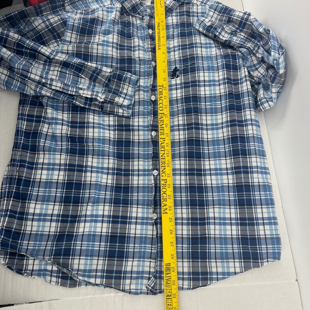 Disney Parks men's Shirt XL Button Blue Original ‎ Plaid Shirt Mickey Logo - Picture 4 of 7
